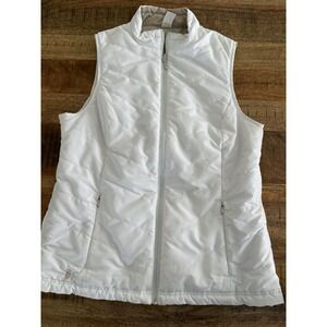 Sport Haley Reversible Puffer Vest Womens Medium White Tan Full Zip